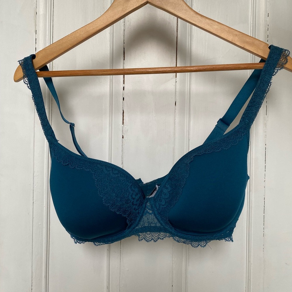 Simone Pérèle Padded Teal Lace-Trim Underwire Bra